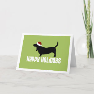Cartão De Festividades Basset Hound Santa Hat