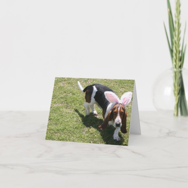 Cartão De Festividades Bassett do coelho (Frente)