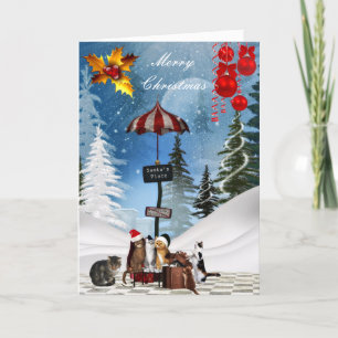 Cartão De Festividades Batata de Natal Gata Neve