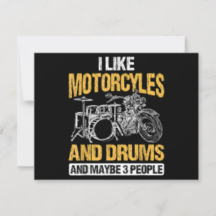 Cartão De Festividades Baterista Tamborilando Eu Gosto de Motocicletas e