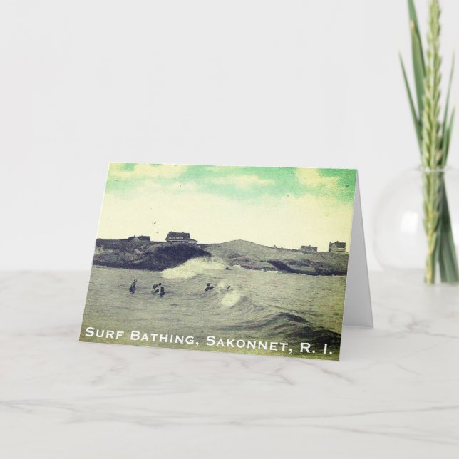 Cartão De Festividades Bathing surf, Sakonnet - Pequeno Compton, RI (Frente)
