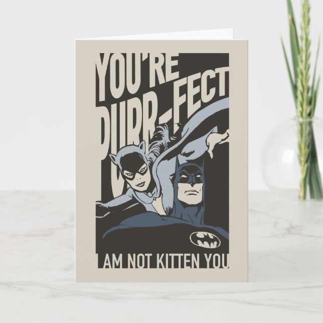 Cartão De Festividades Batman Valentine | Mulher-Gato - Você é Per-feita (Frente)