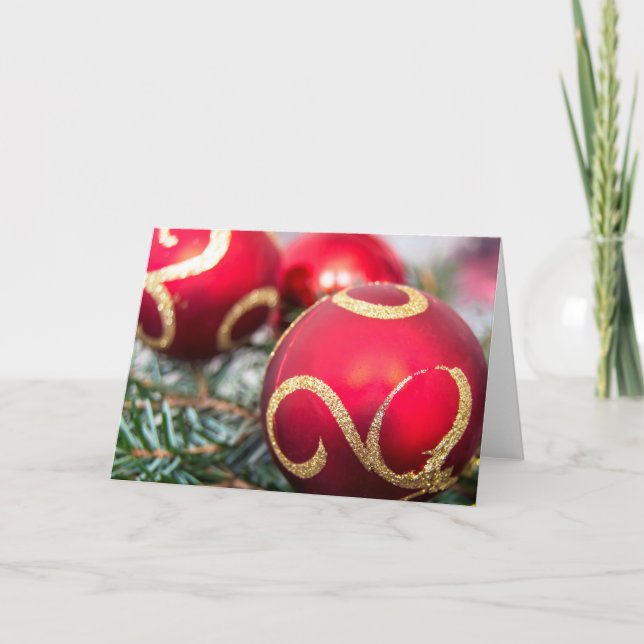 Cartão De Festividades Baubles de natal vermelho.jpg (Frente)