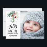 Cartão De Festividades Bayas Rojas | Feliz Navidad<br><div class="desc">Diseño moderno con una ilustración dibujados a mano y tipografía</div>