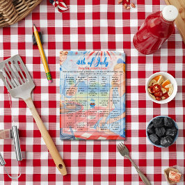 Cartão De Festividades BBQ Cookout grill 4th of July Bingo  game card