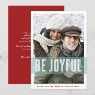 Cartão De Festividades Be Joyful Typography Photo Overlay Mery Christmas
