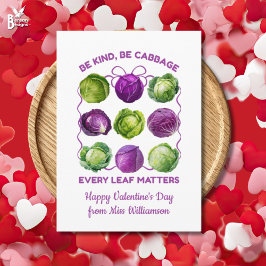 Cartão De Festividades BE KIND CABBAGE Inclusive Teacher Class Valentine