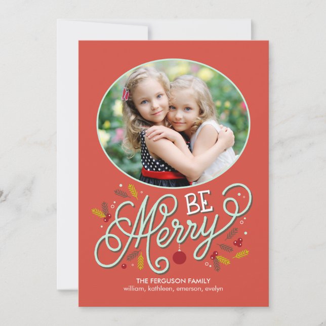 Cartão De Festividades Be Merry Holiday Photo Cards (Frente)