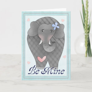 Cartão De Festividades Be Mine Elephant Dia de os namorados Card d1