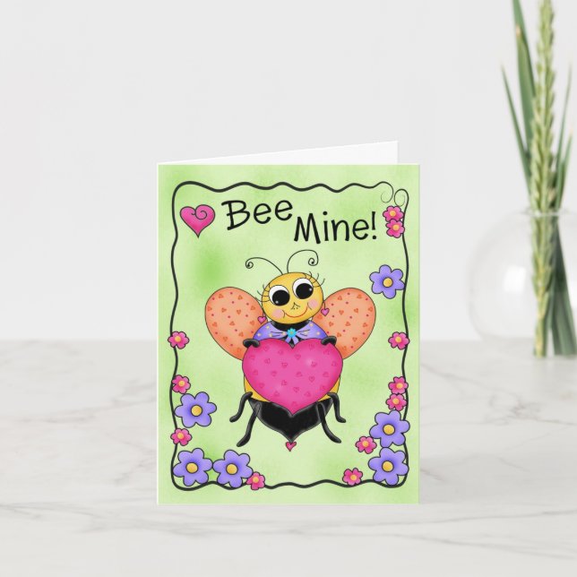 Cartão De Festividades Be Mine Honey Bee Valentine Art (Frente)