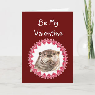 Cartão De Festividades Be Mine or I'll be Sad cute Otter Valentine
