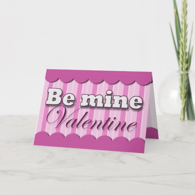 Cartão De Festividades Be Mine Valentine ~ Purple Stripe Greeting Card (Frente)