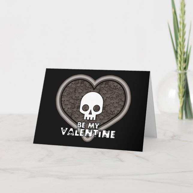 Cartão De Festividades Be My Valentine Cute Punk Skull Greeting Card (Frente)