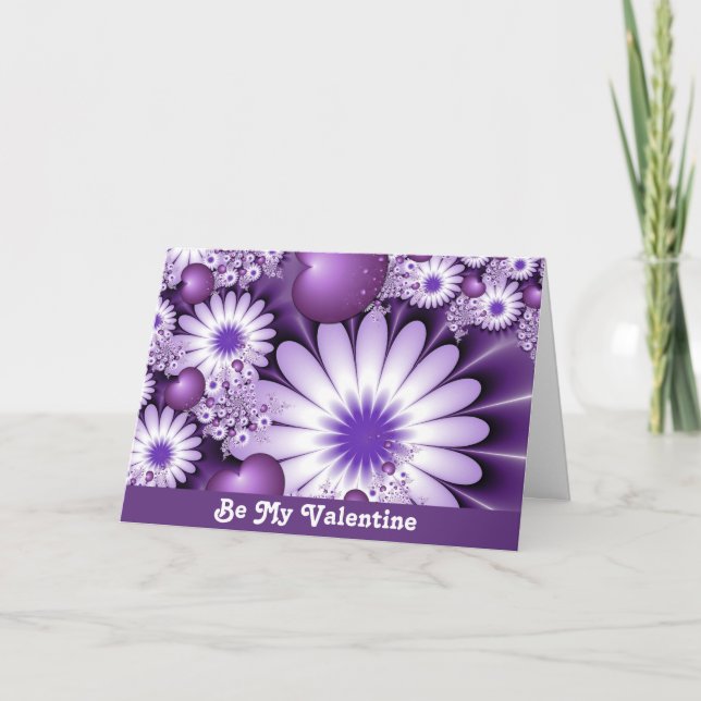 Cartão De Festividades Be My Valentine Love Hearts Flowers Card (Frente)