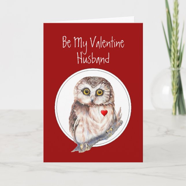 Cartão De Festividades Be My Valentine Owl always Love You Husband (Frente)