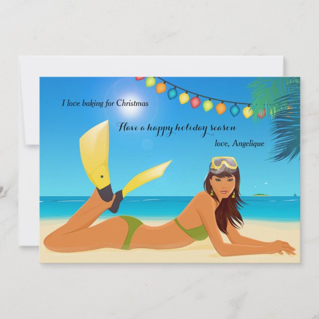 Cartão De Festividades Beach Christmas Holiday Card (Frente)