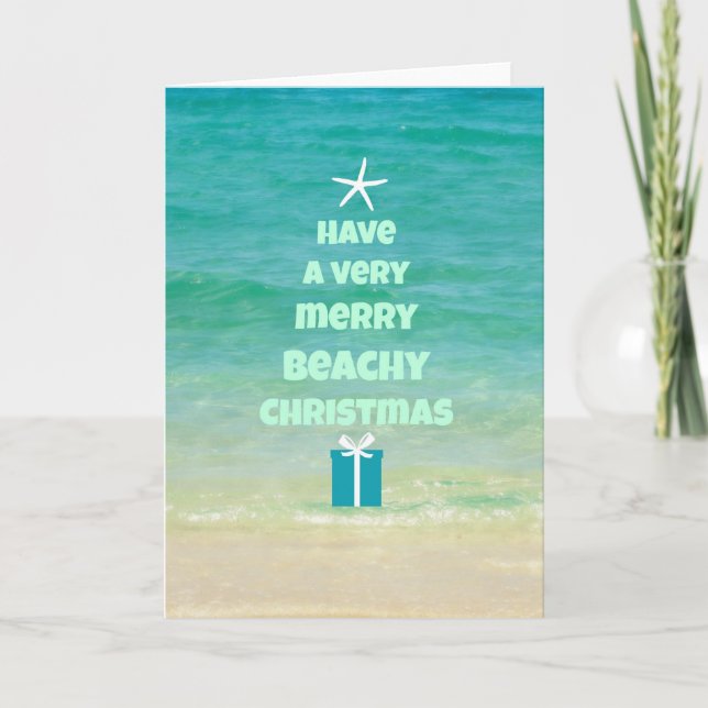 Cartão De Festividades Beach Christmas Word Tree Card (Frente)