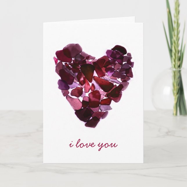 Cartão De Festividades Beach Glass Heart Card (Frente)