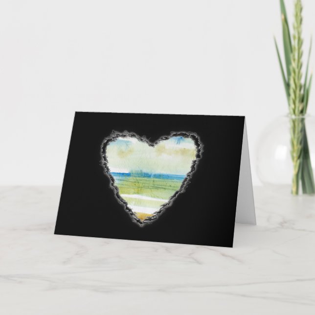 Cartão De Festividades Beach Heart Valentine Love Romance Card (Frente)