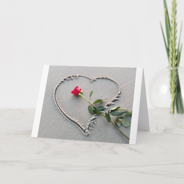 Cartão De Festividades Beach Heart Valentine's Day Card (Frente)