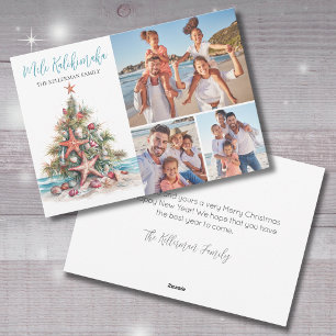 Cartão De Festividades Beach Mele Kalikimaka Foto de Natal em Família