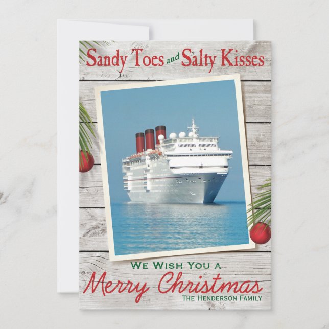 Cartão De Festividades Beach Sign Merry Christmas Card (Frente)