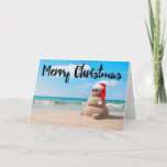 Cartão De Festividades Beach Snowman Sand Merry Christmas Greeting Card<br><div class="desc">Beach Snowman Sand Merry Christmas Greeting Card. Make it your own by clicking the "Customize It" button and add a personalized message. Check out our holiday postage stamps for a stylish way to mail your cards.</div>