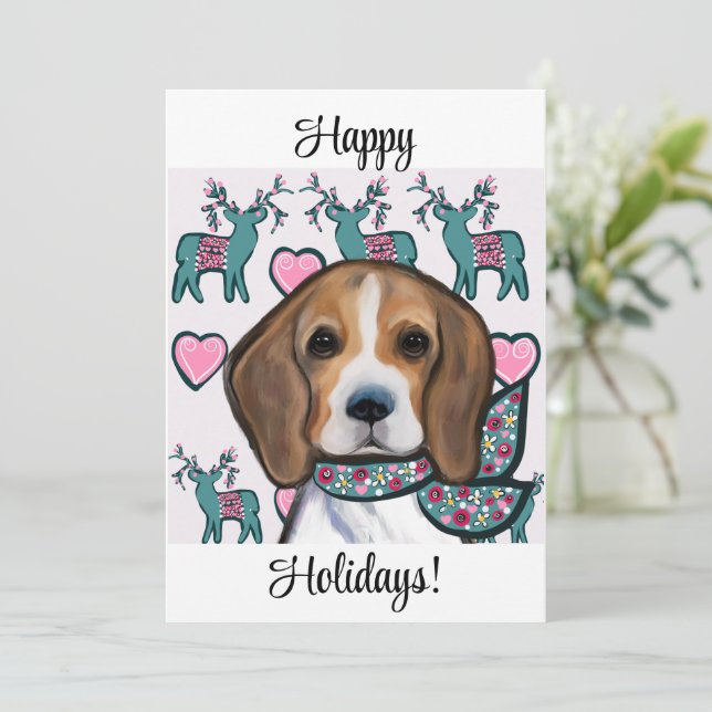 Cartão De Festividades Beagle (Em pé/Frente)