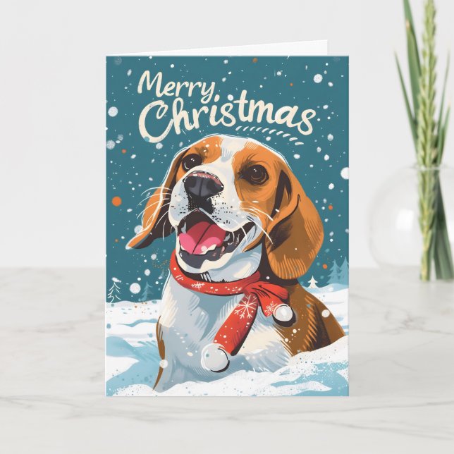 Cartão De Festividades Beagle Christmas (Frente)