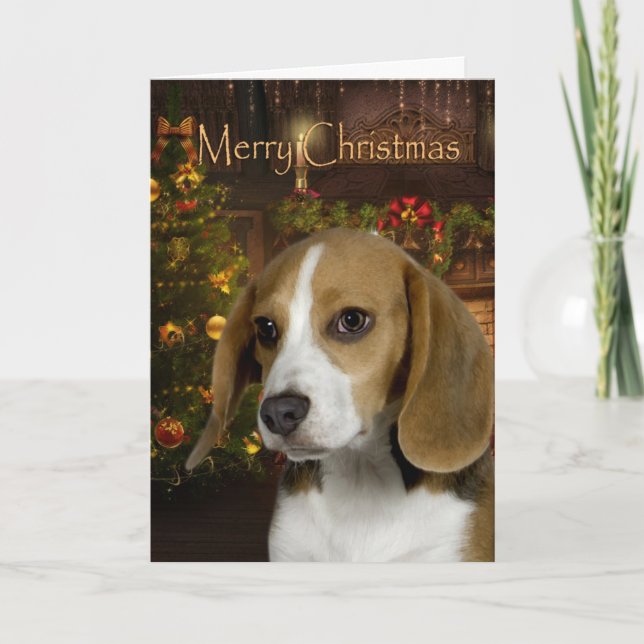 Cartão De Festividades Beagle Christmas Card (Frente)