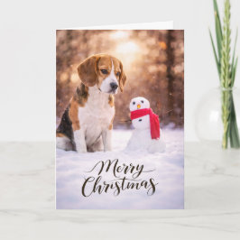 Cartão De Festividades Beagle Christmas Snowman Card