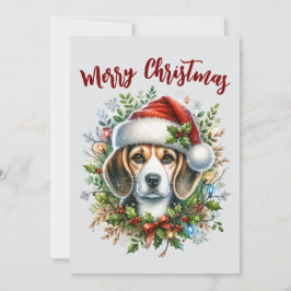 Cartão De Festividades Beagle de Natal Estilo Fazendão Rústico de Natal