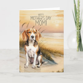 Cartão De Festividades Beagle Dog Sunset Beach Dia de as mães
