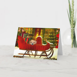Cartão De Festividades Beagle em trenó de Natal