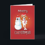 Cartão De Festividades beagle - snowman - merry christmas<br><div class="desc">Beagle standing with a snowman</div>