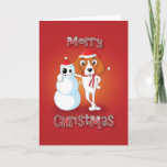 Cartão De Festividades beagle - snowman - merry christmas<br><div class="desc">Beagle standing with a snowman</div>