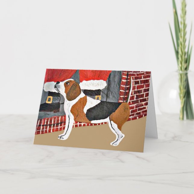 Cartão De Festividades Beagle Watch Dog On Christmas Eve (Frente)