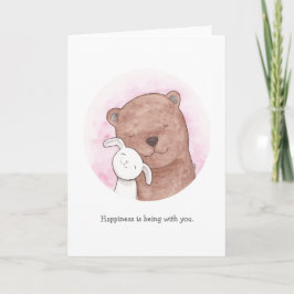 Cartão De Festividades Bear & Bunny I love you Card Cute Happy Love Card