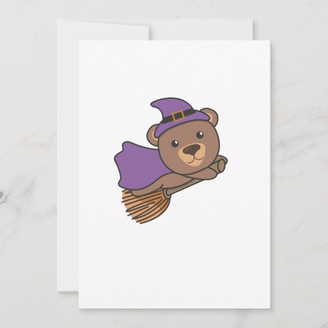 Cartão De Festividades Bear Halloween Bruxas Meninos Bruxas Figurino (Frente)
