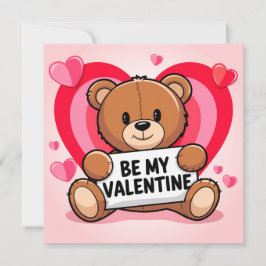 Cartão De Festividades Bear hearts Be my Valentine