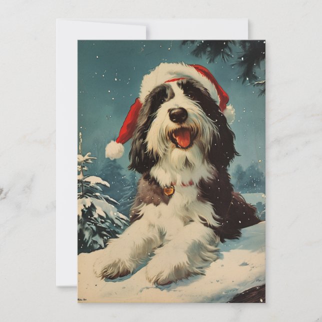 Cartão De Festividades Bearded Collie Christmas (Frente)