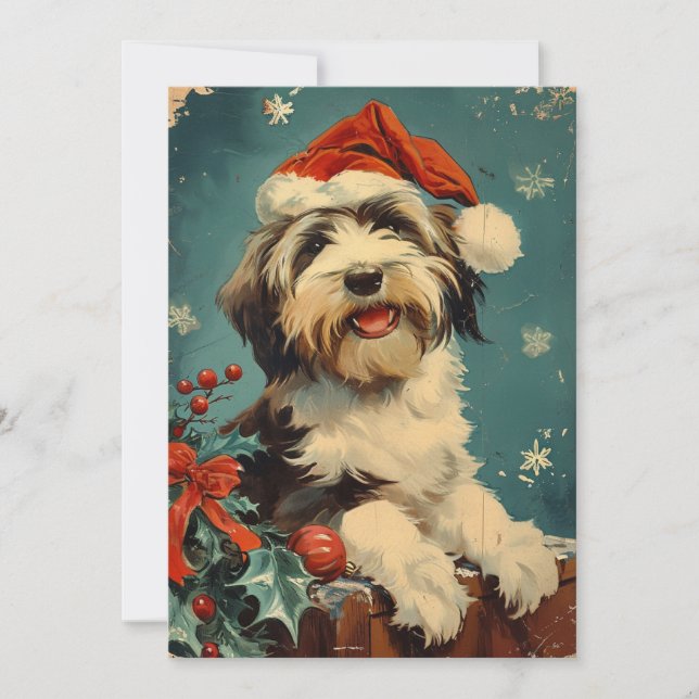 Cartão De Festividades Bearded Collie Christmas (Frente)