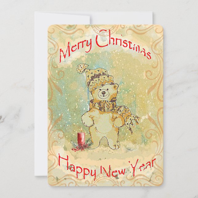 Cartão De Festividades Beary Felry Christmas Card (Frente)