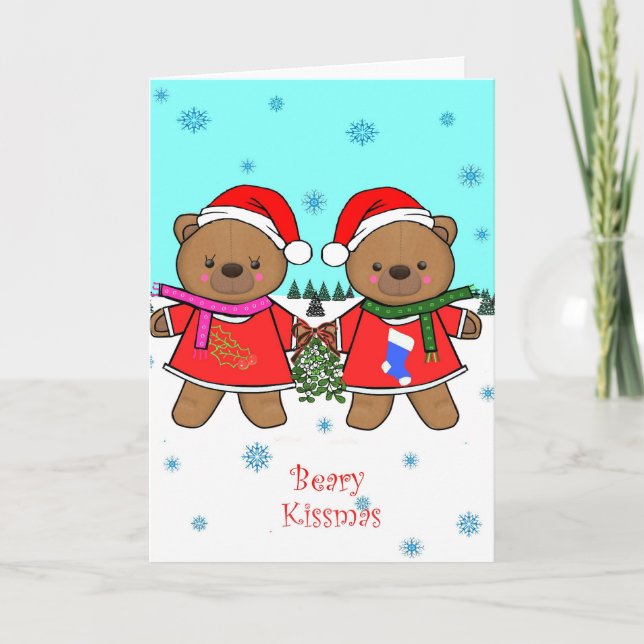Cartão De Festividades Beary Kissmas Card (Frente)