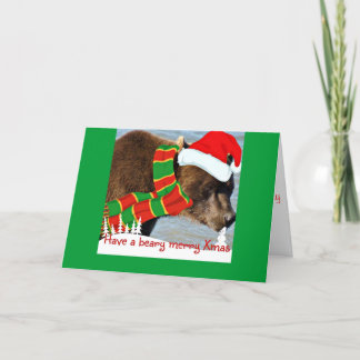 Cartão De Festividades Beary Merry Santa Bear Holiday Greeting Card