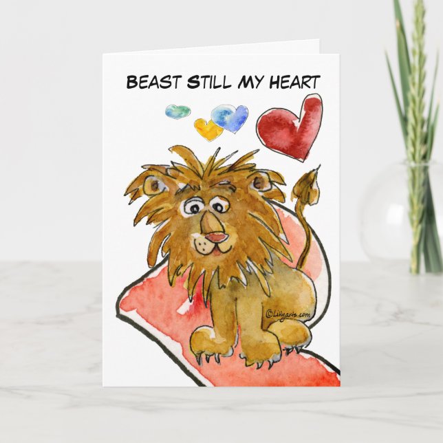 Cartão De Festividades Beast Still My Heart Lion Hearts Card (Frente)