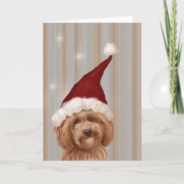 Cartão De Festividades Beautiful Christmast Detailed Dog Painting Card (Frente)