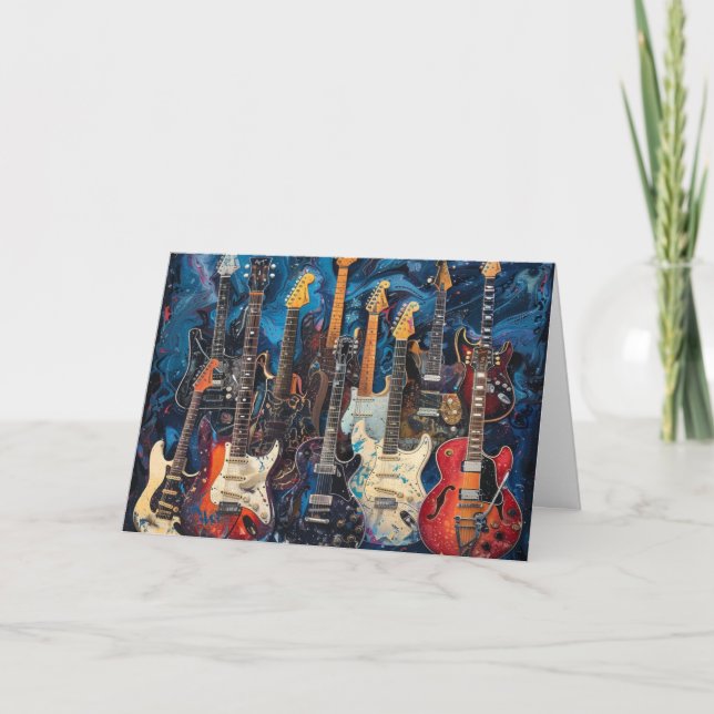 Cartão De Festividades Beautiful Electric Guitars Birthday Card (Frente)