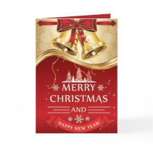 Beautiful Golden Christmas Bells with Red Bow