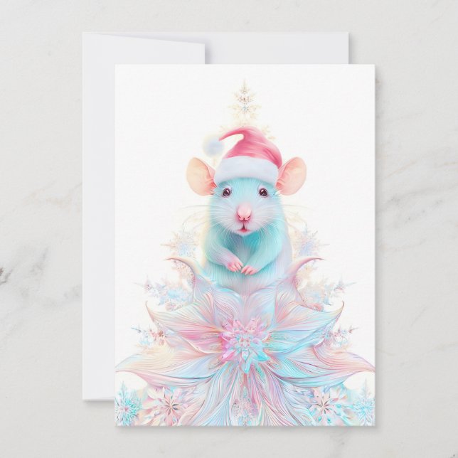 Cartão De Festividades Beautiful Rat Christmas Cards (Frente)